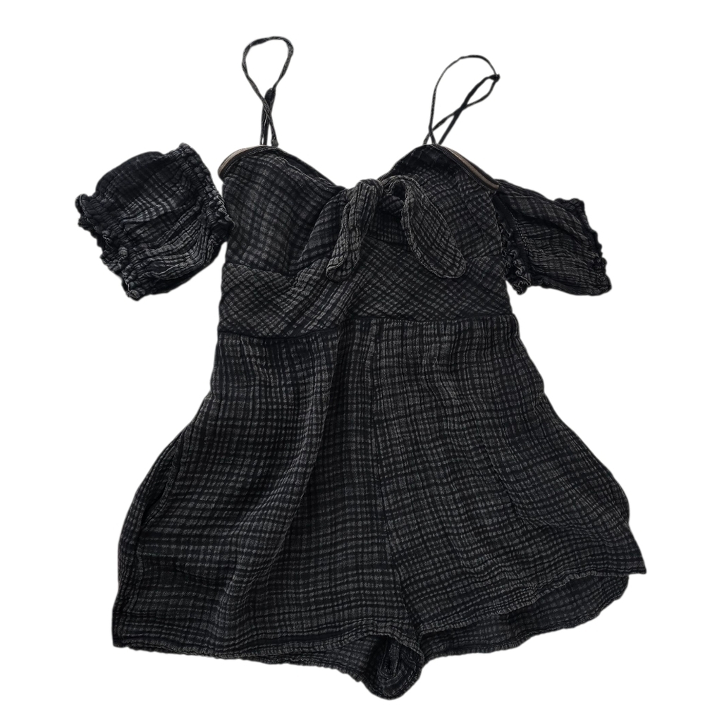 NWT Anthropologie Nixie Romper Back Size XS Front Knot Off the Shoulder Smocked
